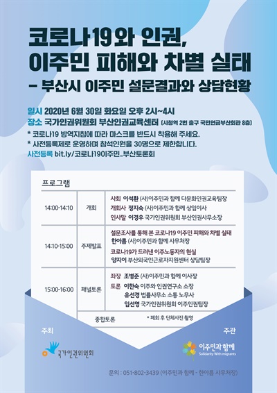 코로나19와 인권, 이주민 피해와 차별 실태조사.