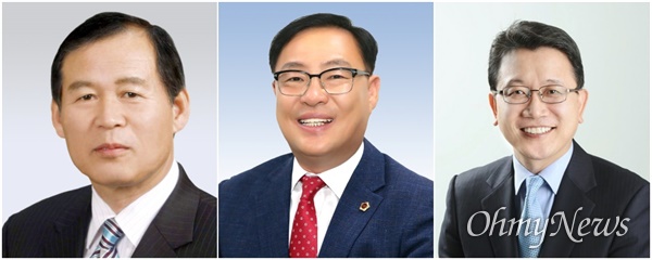 제8대 대구시의회 후반기 의장으로 선출된 장상수 의원과 부의장으로 선출된 김대현·강민구 의원.(왼쪽부터)