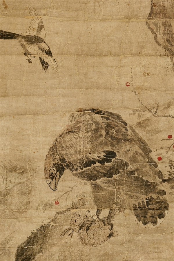 18세기 문인 화가 심사정沈師正의 그림 ‘토끼를 잡은 매 그림豪鷲搏兎圖’의 일부 확대
