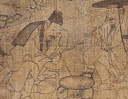 조선시대 야외에서 고기 굽는 풍경. 김홍도의 그림으로 추정되는 상춘야연도(賞春野宴圖)의 일부 확대