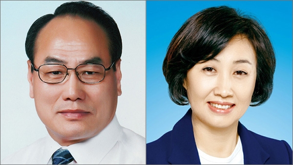 제8대 대전시의회 후반기 운영위원장으로 선출된 윤종명 의원과 예산결산특별위원장으로 선출된 채계순 의원(오른쪽)