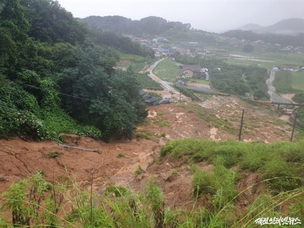 재난문자 발송한 제천 산곡저수지 피해 모습 