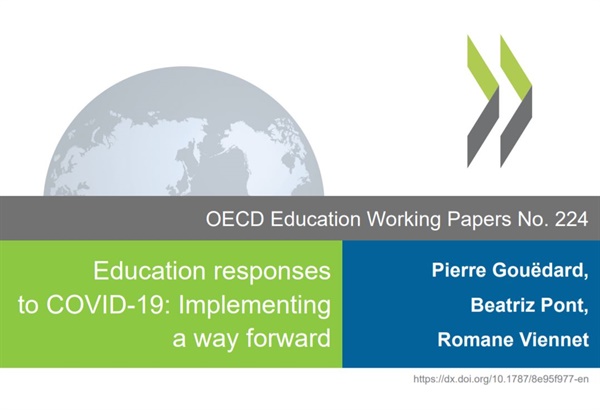 OECD가 발표한 ‘COVID-19에 대한 교육적 대응: 앞으로 나아갈 방법 구현’ 보고서(OECD Education Working Papers No. 224) 표지. 