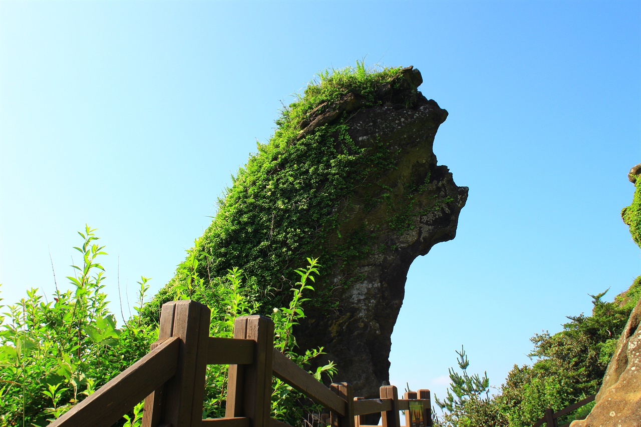 특이한 모습의 뾰족한 바위들이 솟아있는 성산일출봉