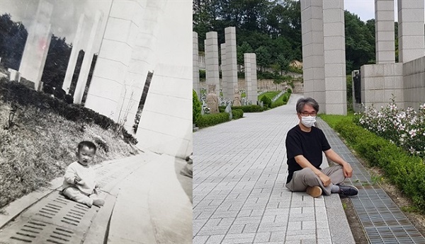 왼쪽 사진은 1967년 봄쯤 촬영했을 것이다. 당시 추모탑과 조형물은 지금도 변함없다