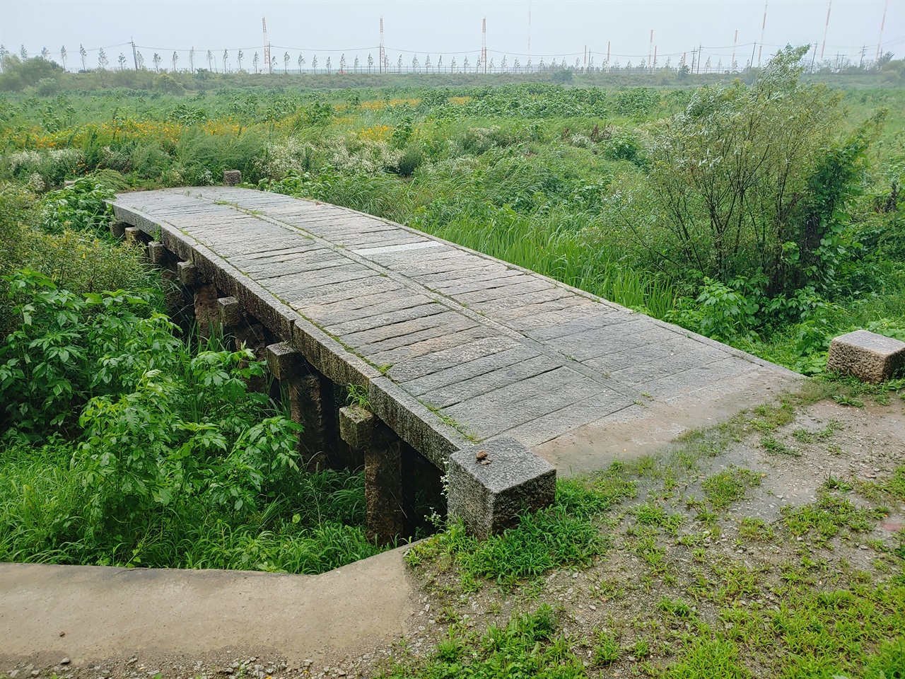 고양 덕양 강매석교 창릉천에 있는 우물마루 모양 상판을 가진 널돌다리다. 각진 굵은 돌기둥을 세우고, 멍엣돌로 결구시켰다. 귀틀돌을 멍엣돌 위에 결구시켜 경간을 구성하고, 그 위에 2열의 널돌(청판석)을 깔아 완성하였다.