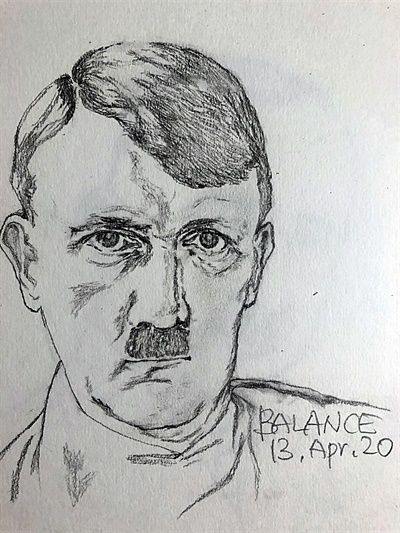 기자가 연필로 그린 아돌프 히틀러(Adolf Hitler)