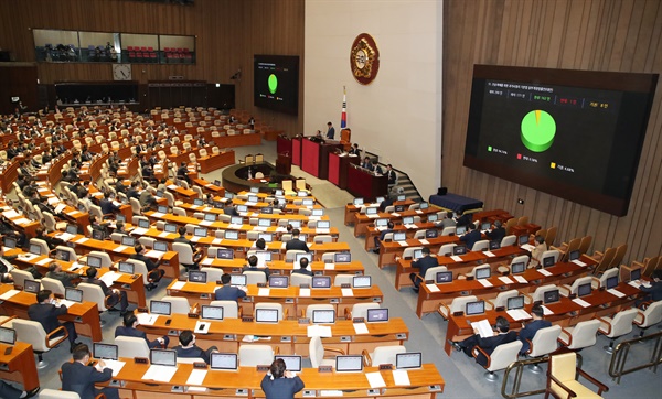 지난 5월 20일 오후 국회 본회의에서 진실·화해를 위한 과거사정리 기본법 일부개정법률안(대안)이 통과되고 있다.