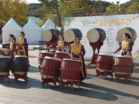 제천전통예술단의 대북 공연 모습. ⓒ 임지윤