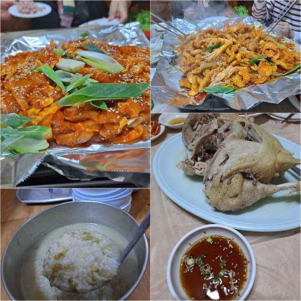  닭요리의 모든 것을 맛볼 수 있는 해남 장수통닭의 닭코스 요리다. 
