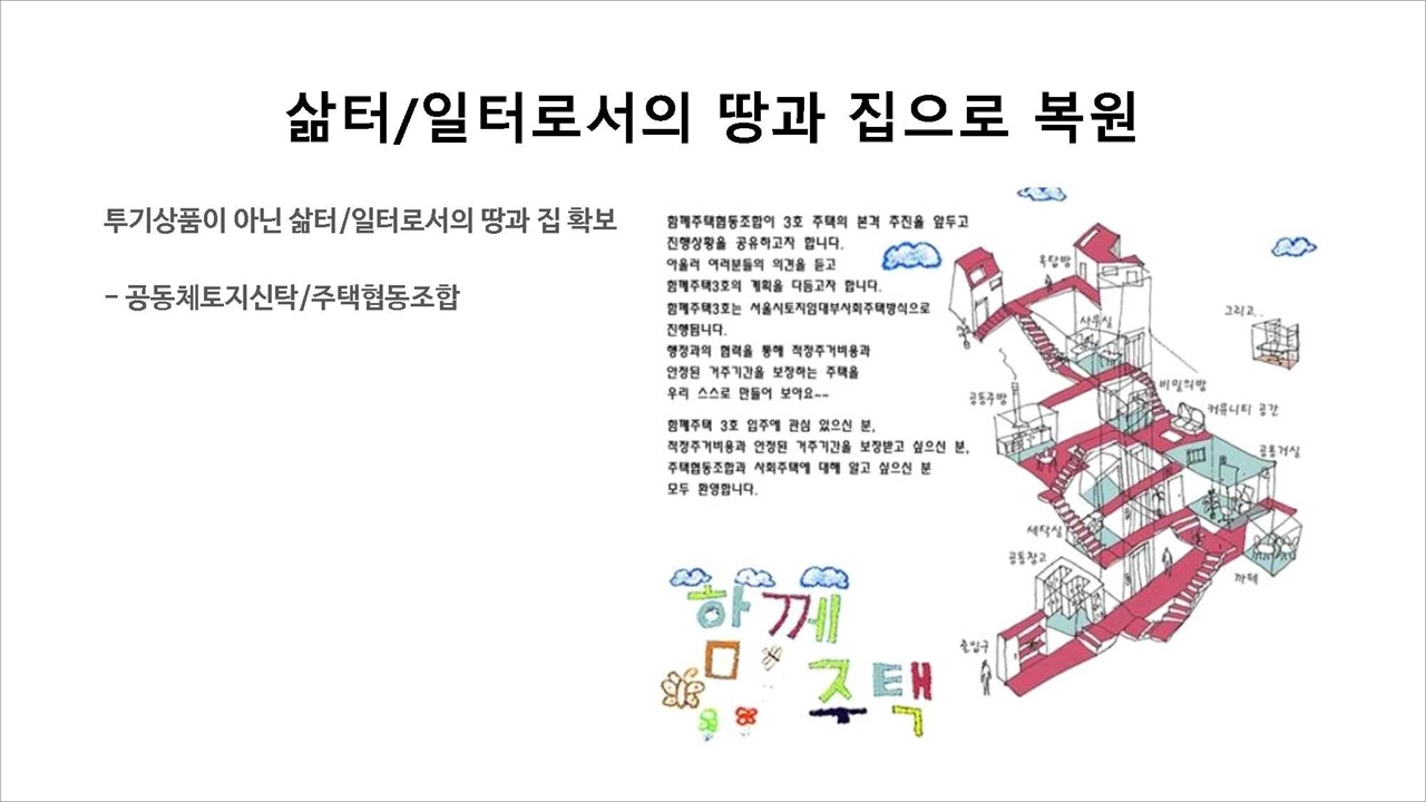 부동산은 투기 상품이 아닌 삶터이자 일터이다