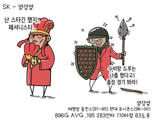  스타 플레이어 출신과는 거리가 멀었던 염경엽 감독？(출처: KBO야매카툰/엠스플뉴스)