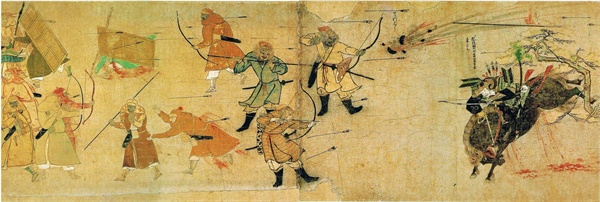 몽고습래회사는 원나라의 일본 원정 당시에 원정군과 일본 무사들과의 싸움을 그림과 글로 기록한 것. 화살, 창, 포가 난무하는 가운데 원정군과 싸우는 다케자키 스에나가