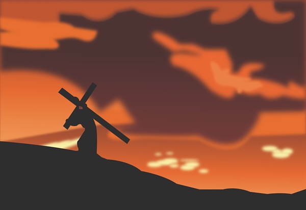 십자가를 지고 죽음의 길을 걷는 예수