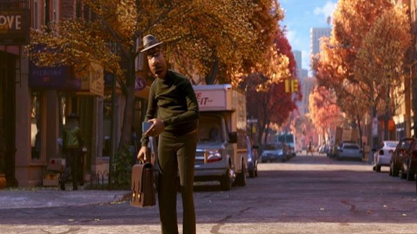 픽사의 23번째 애니메이션 <소울>에서는 아름다운 가을 뉴욕의 사실적인 풍경을 잘 그려내고 있다.  