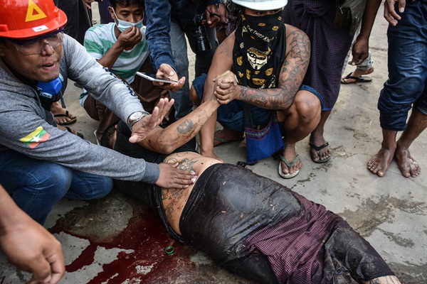 군부쿠데타에 반대하는 '시민 불복종 운동'이 연일 벌어지고 있는 미얀마의 2월 20일 모습. 현지 사진기자 모임인 'MPA(Myanmar Pressphoto Agency)'가 찍어 보내온 사진이다.