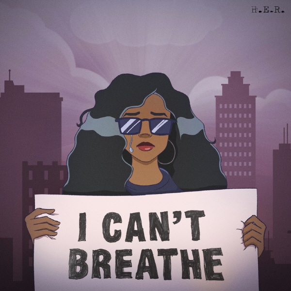  허(H.E.R)의 싱글 'I Can't Breathe' 표지.  빌보드 차트 등 상업적으론 주목받지 못했지만 BLM 목소리를 담으며 그래미 '올해의 노래'에 선정되었다. 