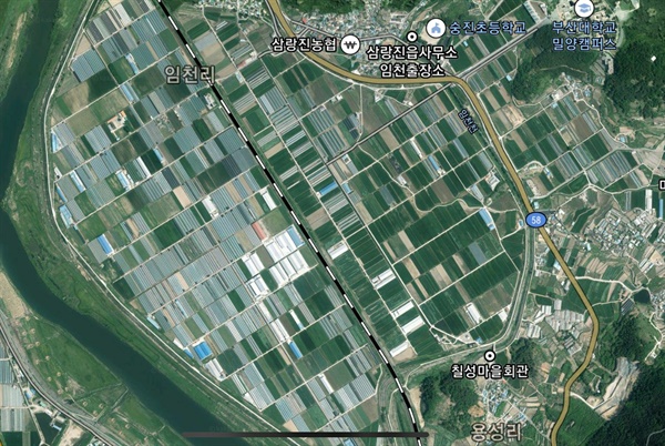 브루셀라병이 감염된 인근 농장들(위성사진).