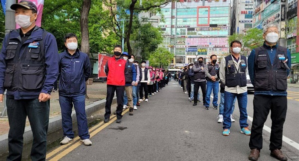 민주노총 양산시지부는 1일 양산에서 세계노동절 집회를 열었다