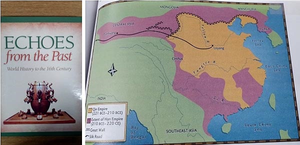  미국의 멕크로힐 출판사에서 발행한 <세계역사> 교과서에 한강 이북 고구려 영토가 중국 영토로 표기되어 있다.
