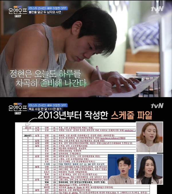  지난 11일 방영된 tvN '온앤오프'.  배우 이정현의 이야기가 소개되어 눈길을 모았다.