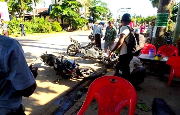 미얀마 바고주 따야와띠시 자공구에서 오토바이 폭발사고.