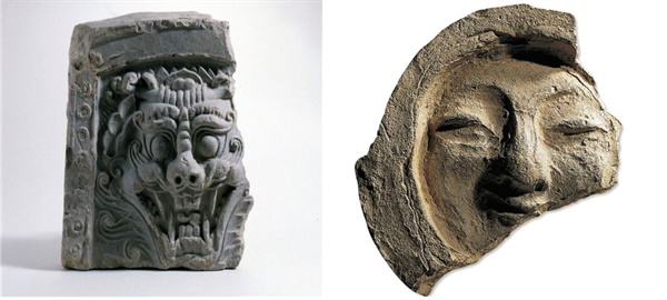 통일신라시대 사용된 귀면와와 얼굴무늬 수막새. 사악한 기운을 물리치는 ‘벽사’의 의미로 사용된 기와다