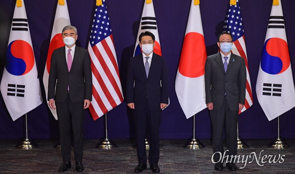 한미일 북핵수석대표가 오는 16일부터 19일까지 미국 워싱턴에서 협의를 갖는다. 사진은 지난 6월 서울에서 열린 한미일 북핵수석대표 협의 장면.
