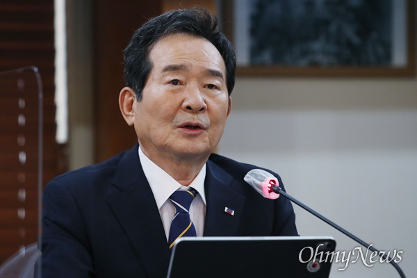 대선 출마를 선언한 정세균 전 총리가 22일 오후 서울 중구 프레스센터에서 열린 한국기자협회 초청 토론회에서 발언하고 있다.