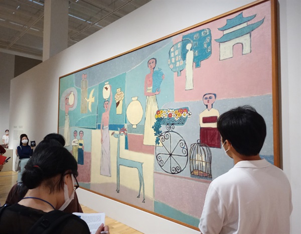 김환기(1913~1974) I '여인들과 항아리' 캔버스에 유채 281.5×567cm 1950년대 ⓒ 환기미술관