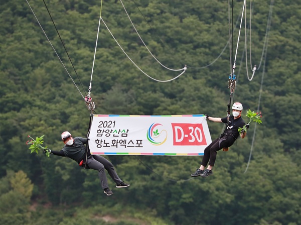  대봉산휴양밸리의 ‘2021함양산삼항노화엑스포’ 홍보.