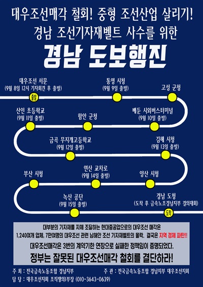  대우조선해양 매각 저지 천리길 도보 행진.