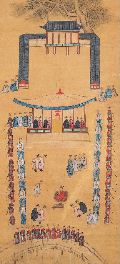 궁궐에서 행해진 경연의 전통을 알 수 있는 그림으로 이 그림은 왕이 행차하여 유생들의 공부상황을 살피고 강의를 펼치는 모습을 볼 수 있다.