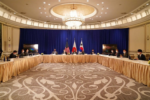 지난 22일 미국 뉴욕에서 한미일 외교장관회담이 열리고 있다.