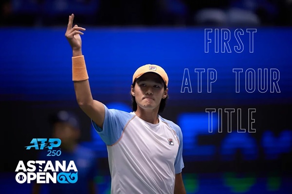  권순우의 생애 첫 남자프로테니스(ATP) 투어 우승을 알리는 아스타나오픈 대회 공식 이미지 갈무리.
