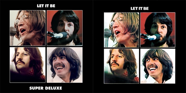  지난 15일 전세계 동시 공개된 비틀스의 'Let It Be' 슈퍼 디럭스 버전 (왼쪽). 기존 표지에 비해 채도를 살짝 낮춘 점에서 차이를 드러낸다.