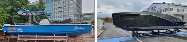 울산 수소 그린모빌리티 규제자유특구 사업으로 2년의 제작기간을 거쳐 2021년 10월 28일 울산 남구 장생포 소형선박부두에서 운행 실증된 2척의 소형 수소선박.