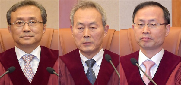 유남석 헌법재판소 소장과 이석태·김기영 헌법재판소 재판관은 임성근 전 판사에 대해 탄핵 인용 의견을 냈다.  