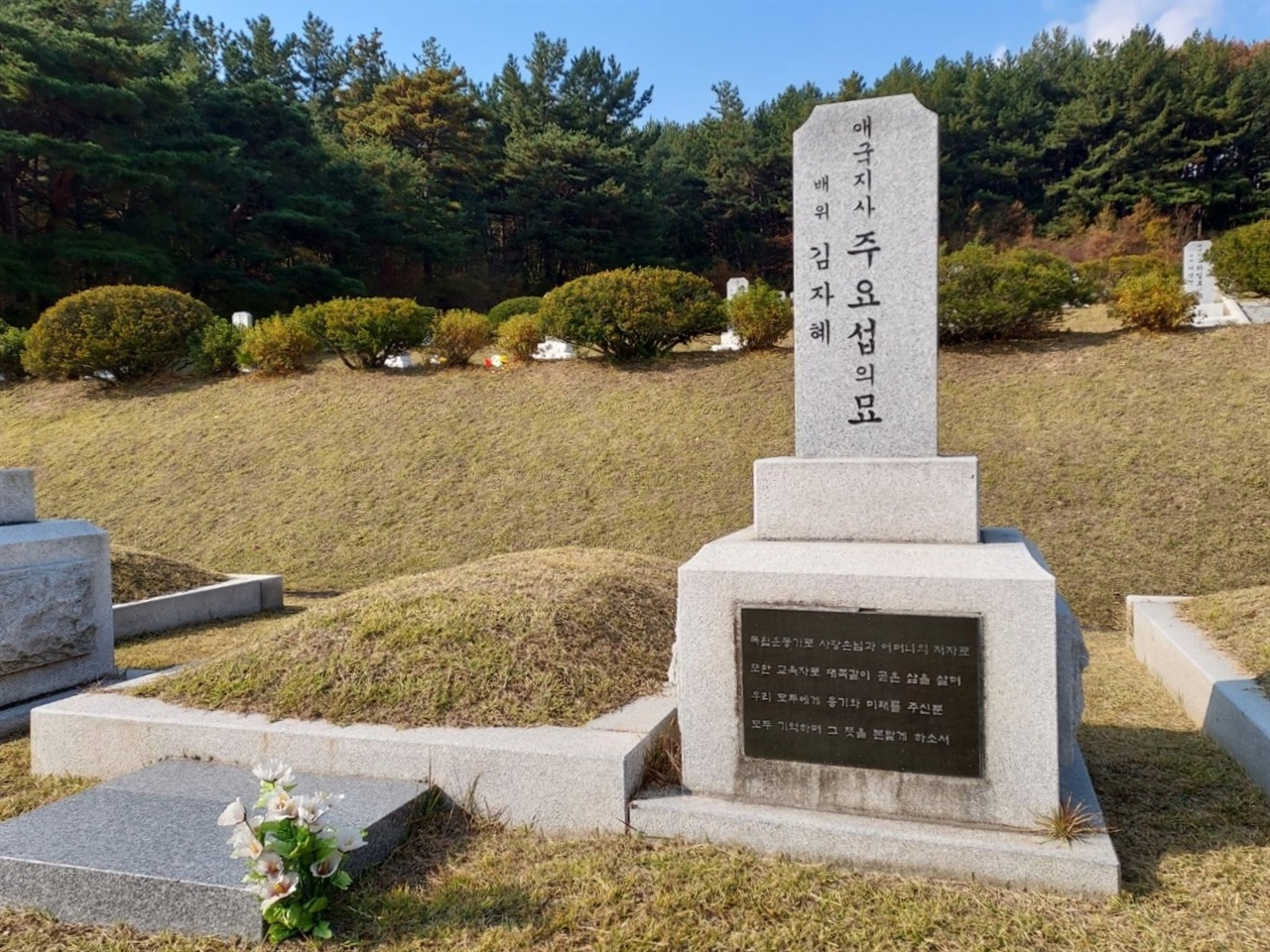 국립대전현충원 독립유공자 묘역의 주요섭 묘소. 