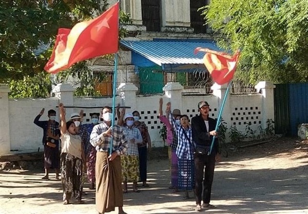 8일 사가잉주 쉐보시에서 시위