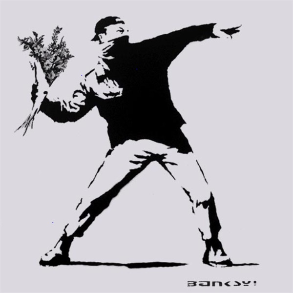 꽃을 던지는 사람(Flower Thrower) 화염병 대신 꽃다발을 던지는 시위자 