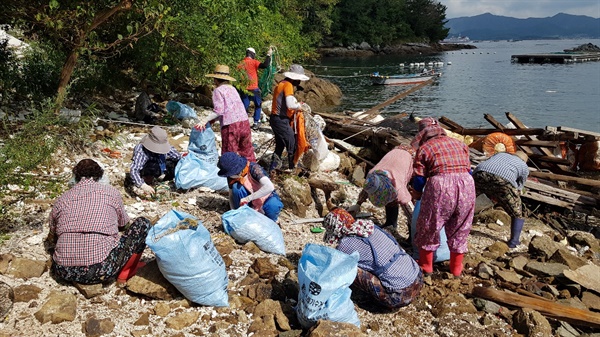 해양쓰레기 수거 활동.