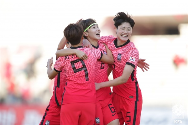  2022 여자 아시안컵 개막을 앞둔 한국 여자 축구대표팀 선수들 