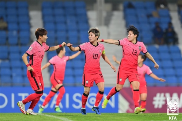  2022 여자 아시안컵에 출전한 한국 여자 축구 대표팀 선수들 