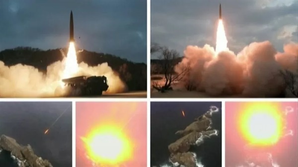 지난 1월 28일 북한이 보도한 27일 지대지 전술유도탄 시험발사 장면. 해당 미사일에 대해 군 당국이 밝힌 바에 따르면 비행고도가 20㎞로 북한이 발사한 탄도미사일 중 역대 최저고도다.