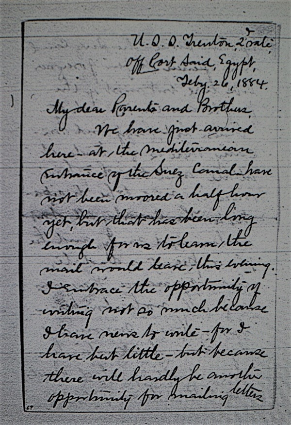 1884년 2월 26일자 조지 포크 편지