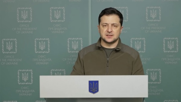 볼로디미르 젤렌스키 우크라이나 대통령의 대국민 영상 메시지 갈무리.