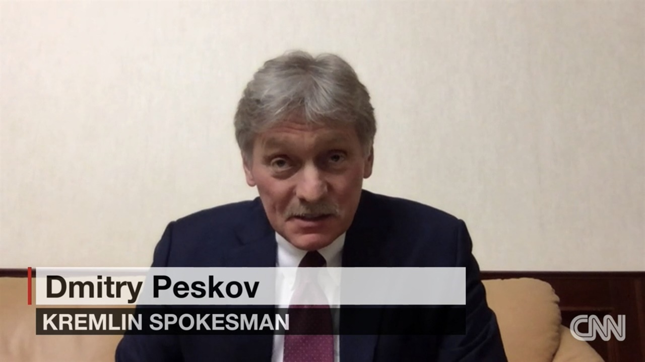 드미트리 페스코프 러시아 크렘린궁 대변인의 미국 CNN 방송 인터뷰 갈무리.