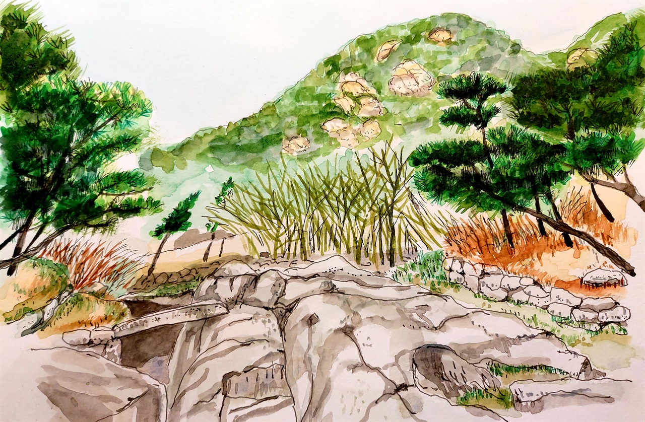  봄이 오는 수성동 계곡을 그렸다.