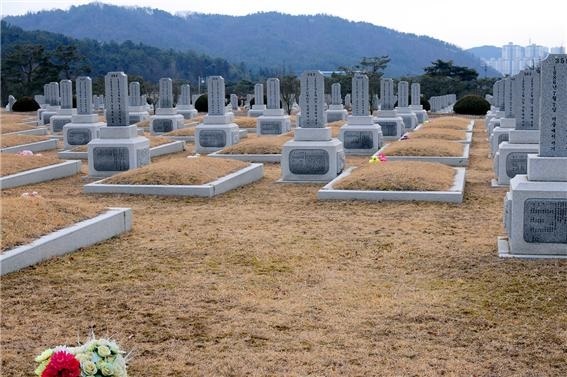 서훈 취소로 김응순의 묘가 이장된 흔적. 김응순의 묘는 독립유공자 3묘역 360번에 안장되어 있었으나, 2011년 10월 31일에 이장되어 359번과 361번 묘 사이가 비어 있는 것을 볼 수 있다.